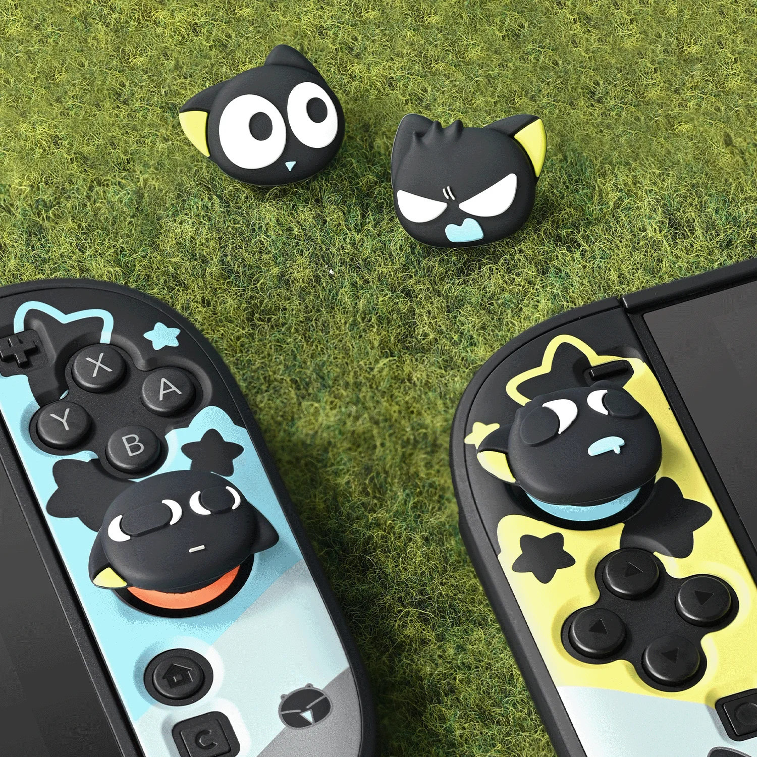 Фото GeekShare 4 шт. силиконовые накладки на стики для Switch 2, совместимые с Switch 2025, серия HEI Little Mood №1