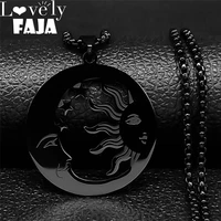 witchcraft moon and sun stainless steel necklaces pendants women silver color necklaces jewelry colgantes mujer moda n611s03