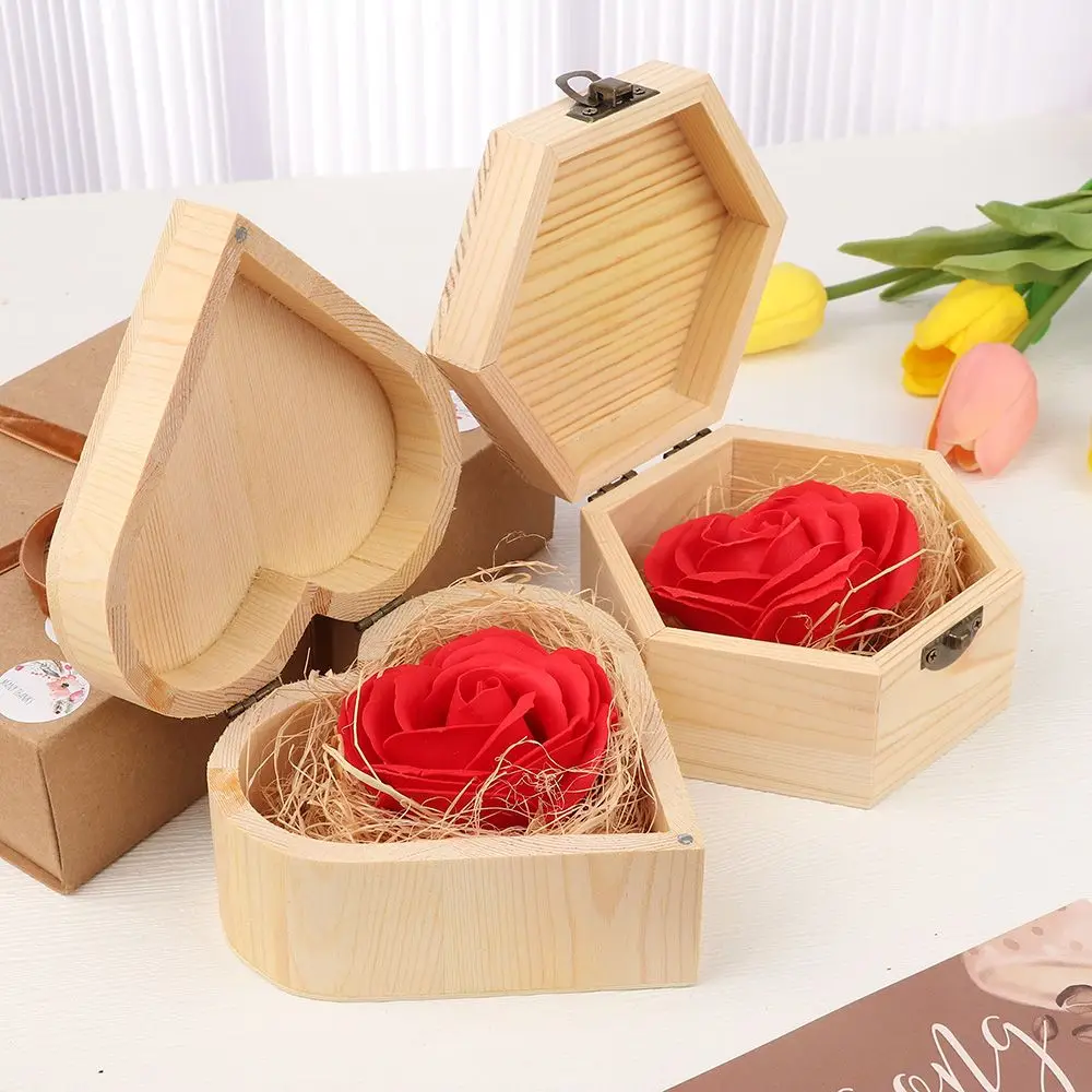 

Gift Romantic Birthday Gift Wooden Wooden Box Rose Soap Flower Valentine's Day Ring Box