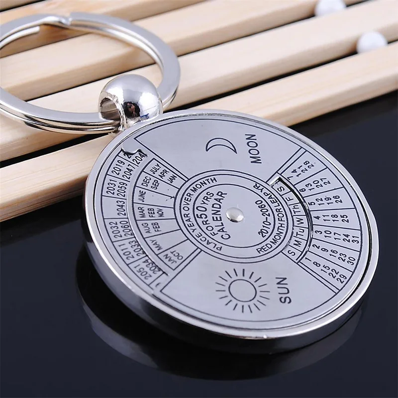 

50 Years Super Perpetual Calendar Unisex Key Chain Unique Metal Car Key Holder Ring Calendar Keychain Anniversary Gift Keychain