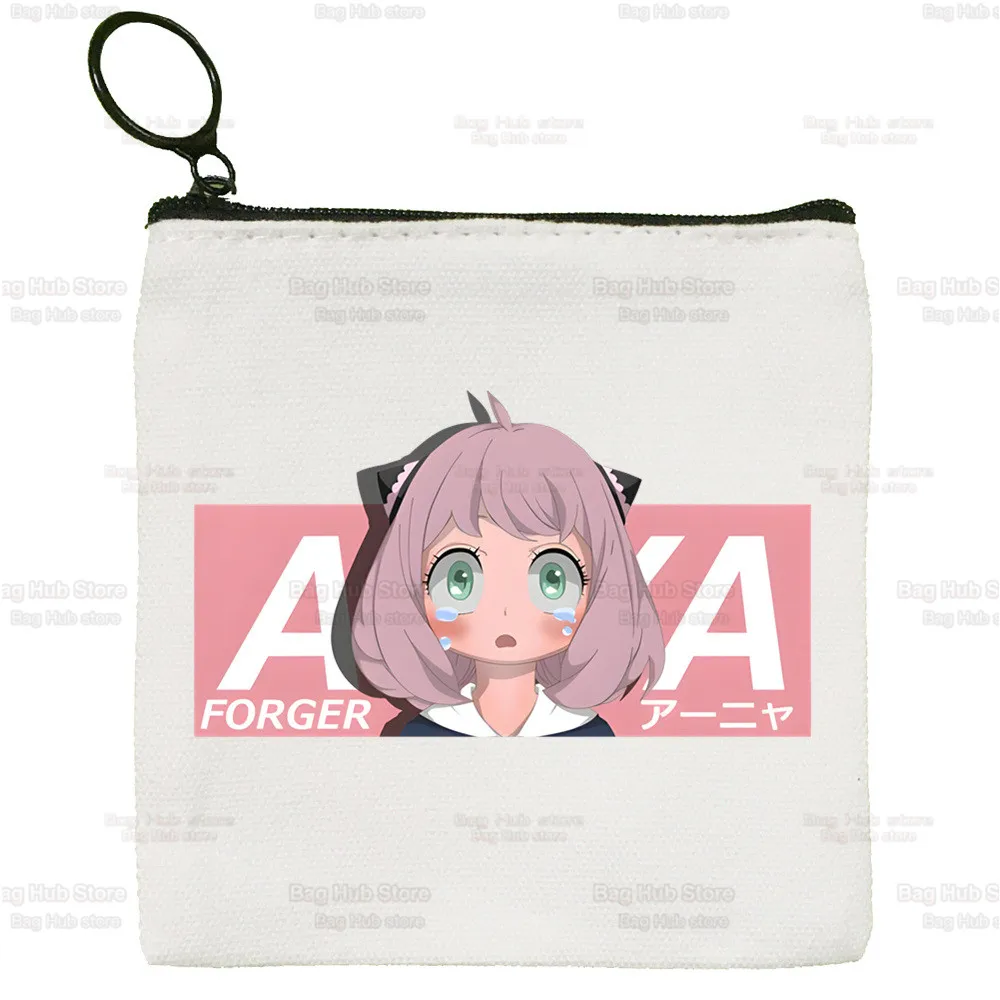 Spy X Family Cute Mini Coin Purse Canvas Anime Kawaii Anya Forger Student Wallet Coin Case SPYFAMILY Zipper Hand Female Key Case