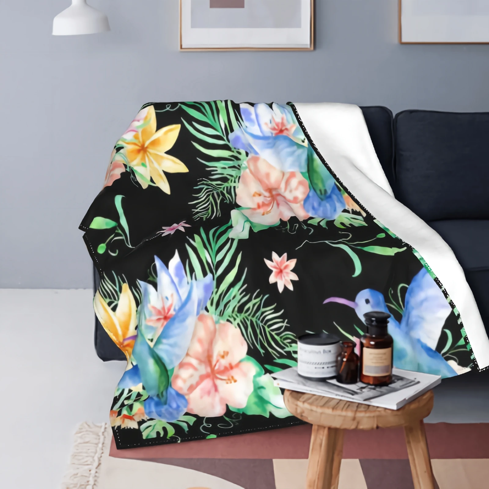

Exotic Jungle Floral Birds Ultra Soft Flannel Blanket Bedding for All Season Traveling Camping Home Decor Lightweight Blanket-