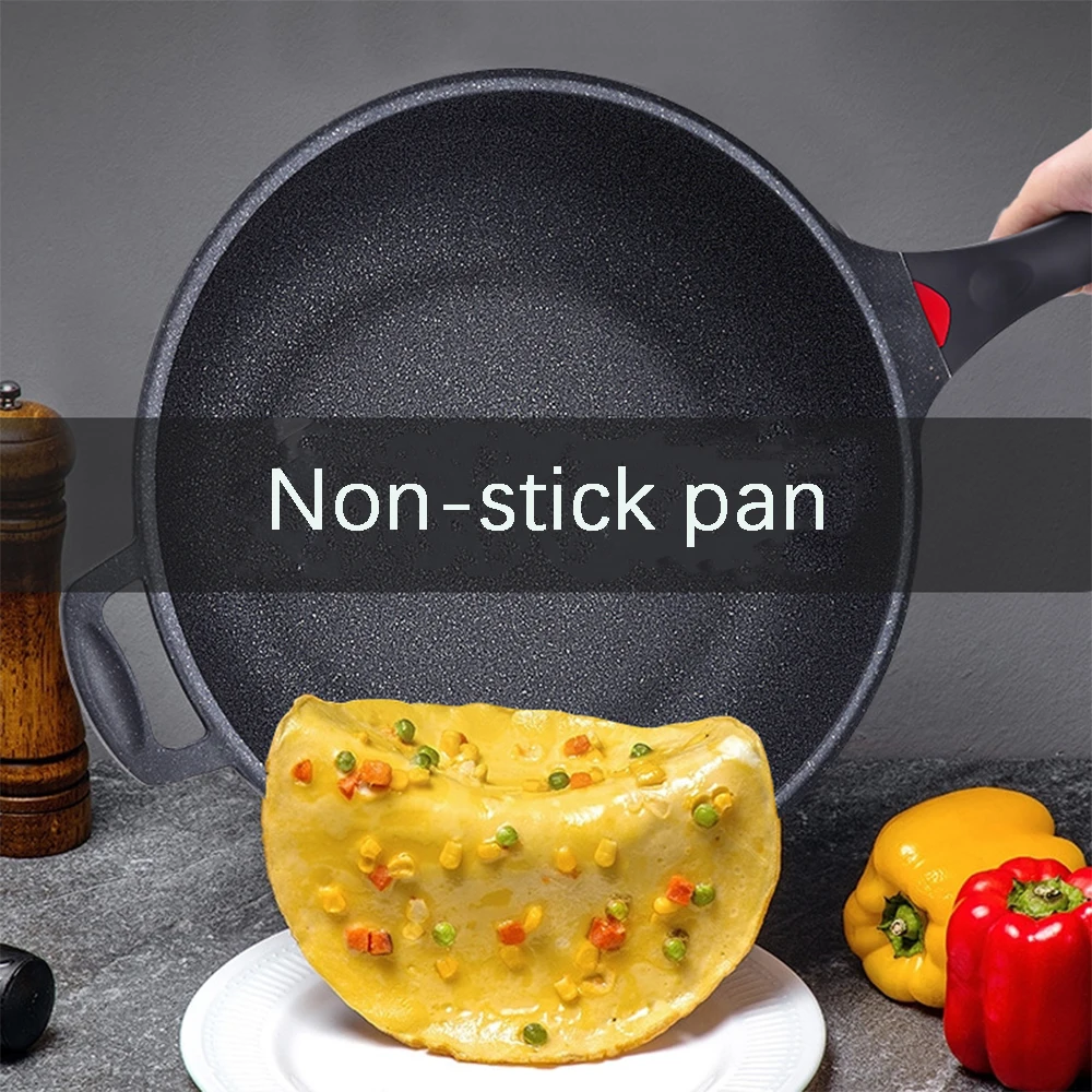

Non-stick Cookware For Saucepan 28cm Maifan Stone Wok Pan With Lid Frying Pan Fondue Induction Stove Gas Stove Dishwasher