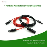 solar panel extension cable copper wire with two end plugs copper wire 2 5mm214awg black and red 1 pair