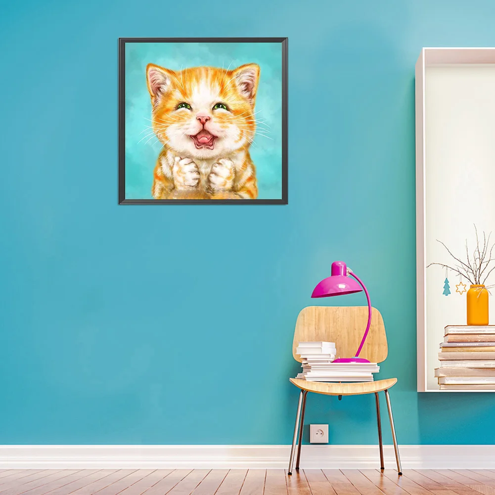 Квадратная Алмазная мозаика детский набор с котом и цифрами для девочек