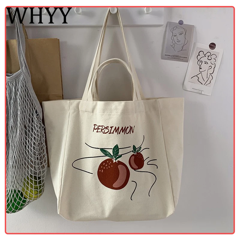 

Холщовая Сумка на плечо WHYY, винтажная женская сумка для покупок, Студенческая сумка для книг для девушек, повседневный тоут с наружным карманом