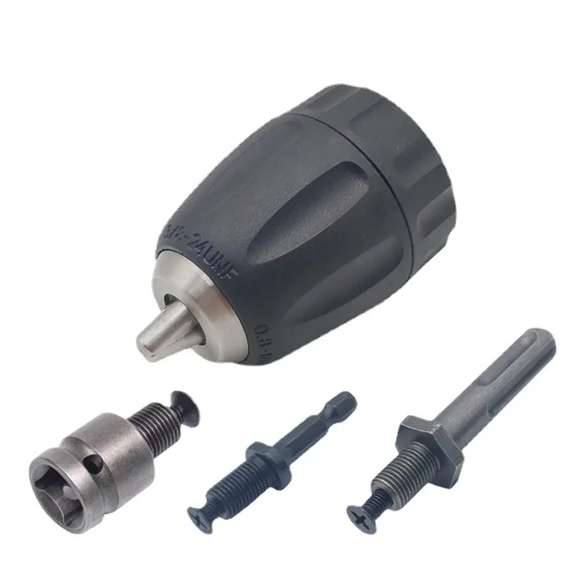 

0.8-10mm Electric Drill Chuck Converter 3/8-24UNF Self-Locking Keyless Chuck Hex SDS Plus Shank Connecting Rod Power Tool Accs