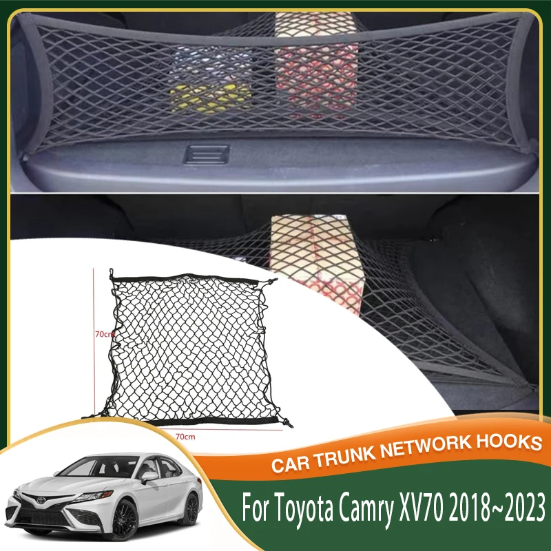 

Car Trunk Storage Net For Toyota Camry XV70 XV 70 2018~2023 Nylon Mesh Rear Trunk Organizer Elastic Luggage Car Accessories 2022