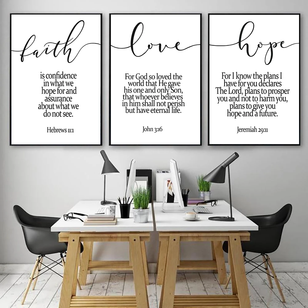 

Faith Hope Love Poster Bible Verse Canvas Painting Modern Quote Art Print Minimalist Wall Picture For Living Room Home Decor