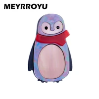 meyrroyu acrylic material brooches for women wear red scarf cute penguin women brooch high quality girls jewelry on bags clothes
