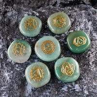yoga chakra symbol pendent for women men natural reiki green aventurine stone set medition ornament crafts diy accessories gifts