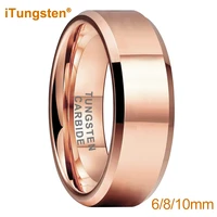 8mm 6mm rose gold wedding band men women tungsten couple ring with beveled polished finish excellent quality comfort fit