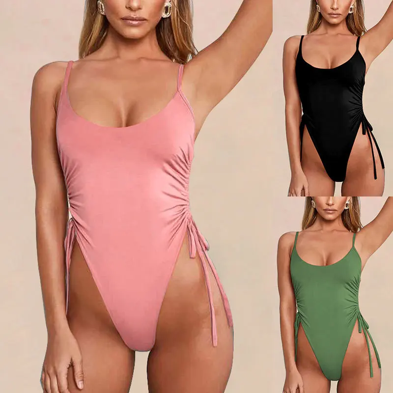 

Bikini Fashion Sexy Swimsuit European and American Sexy Bikini Solid Color One-Piece Swimsuit Bikini