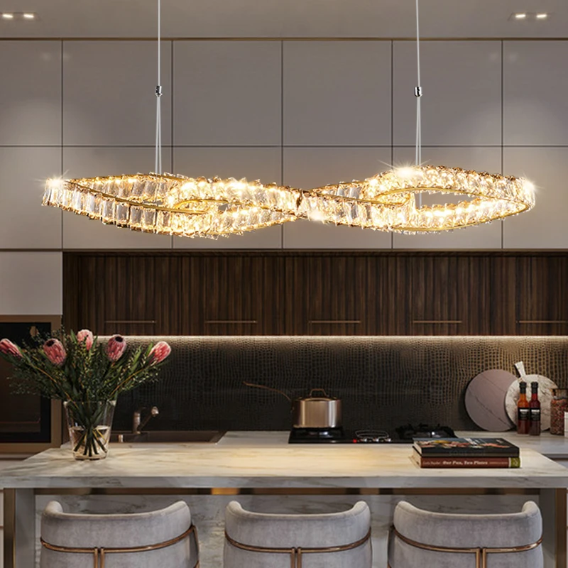 

Light Luxury Restaurant Chandelier Post-modern Crystal Chandelier Creative Bar Table Dining Room Chandelier Nordic Shaped Lamp