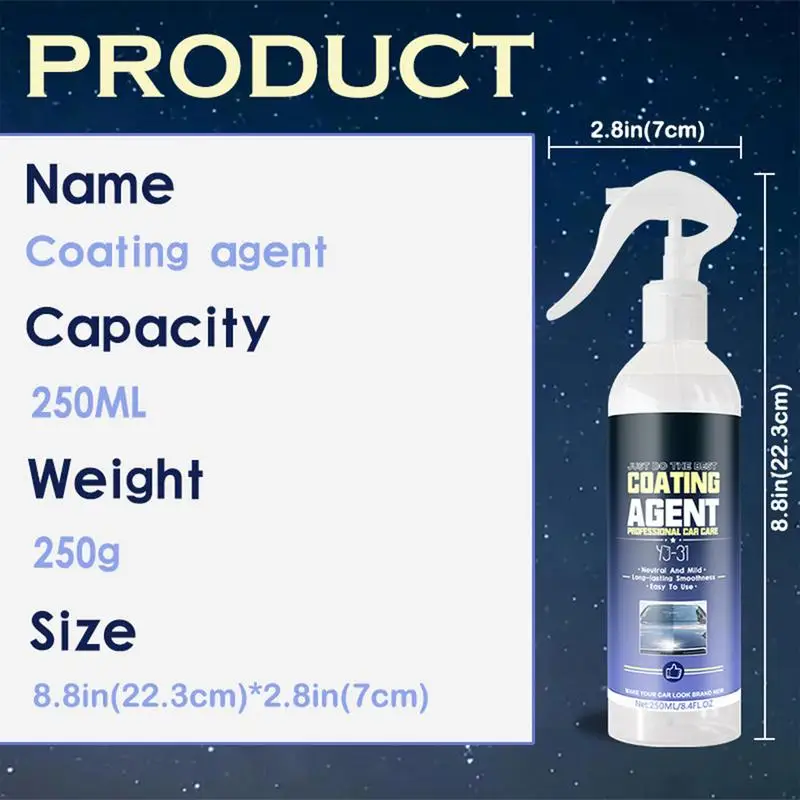 Ceramic Coating For Cars Spray Paint Care Wax Hydrophobic Scratch Remover 250ml Sealant High Gloss