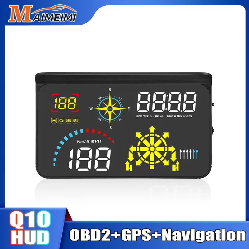 

HD Q10 OBD2 GPS навигация HUD головной проектор Diaplay скорость воды температура цифровой спидометр датчик автомобильные аксессуары