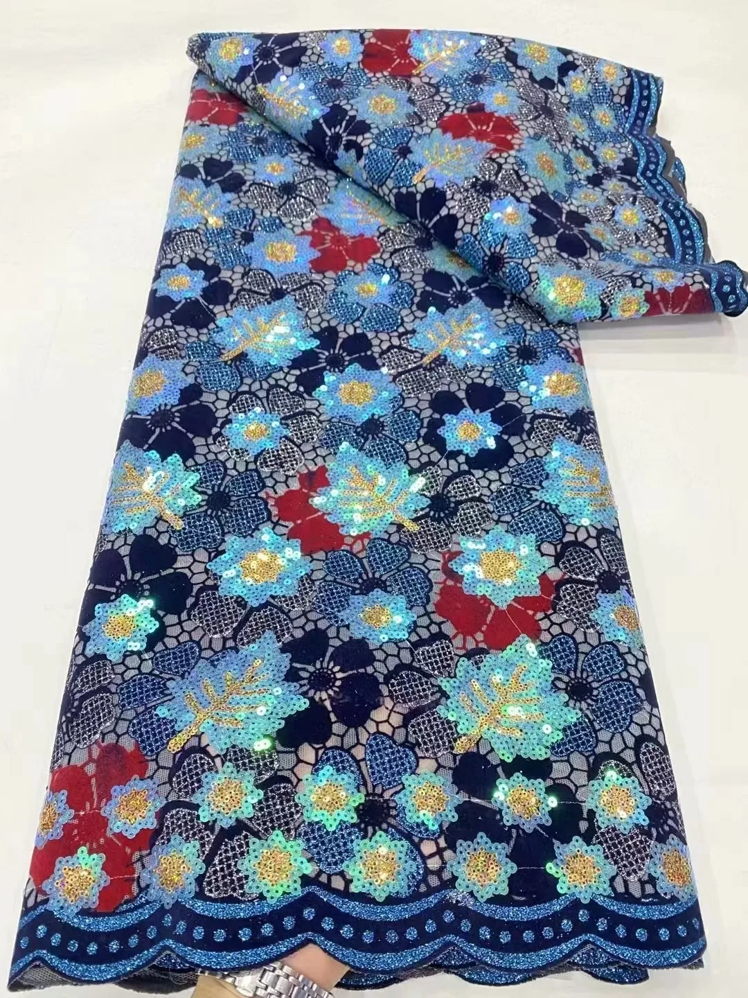 Роскошные нигерийские кружевные ткани с блестками африканская кружевная ткань