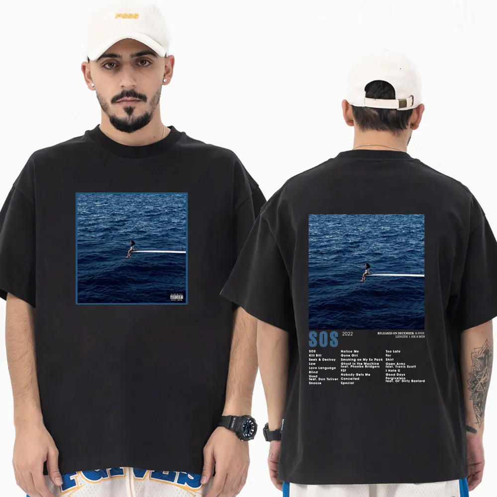 

New Music Album SOS SZA Print T Shirt Vintage High Street Casual Oversized T-shirts Summer Fashion Streetwear Tee Shirt Unisex