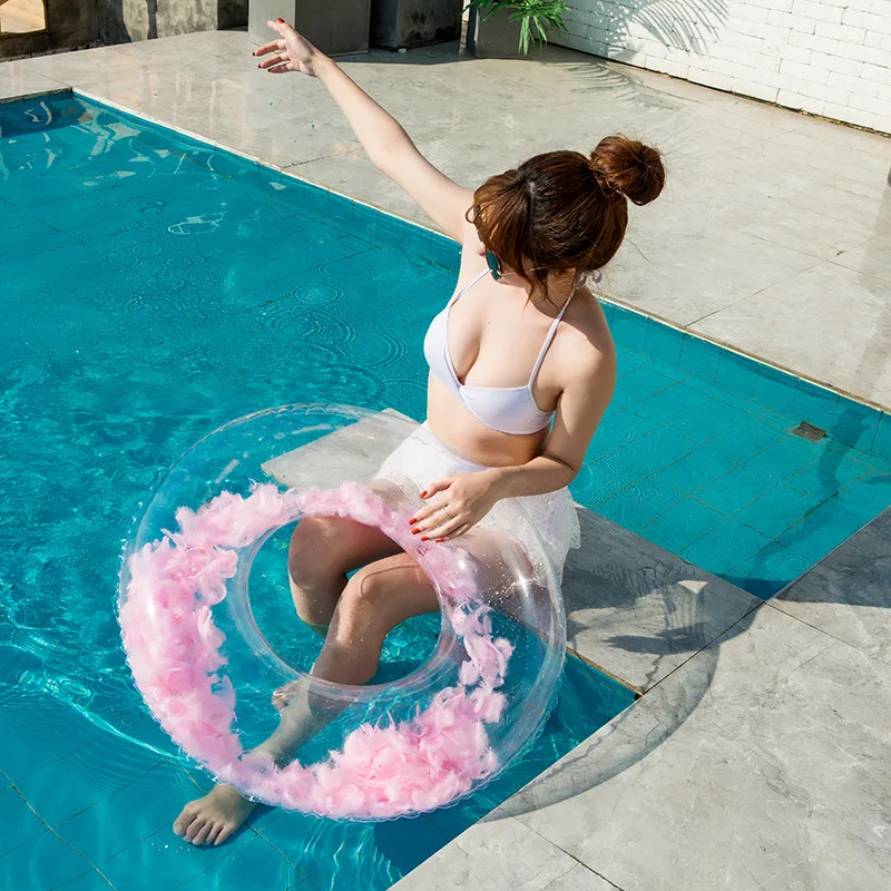 Beach Feather Swimming Ring Pool Floating Mattress Float Seat Toys Adult Children Thickened PVC Inflatable Swimming Circle