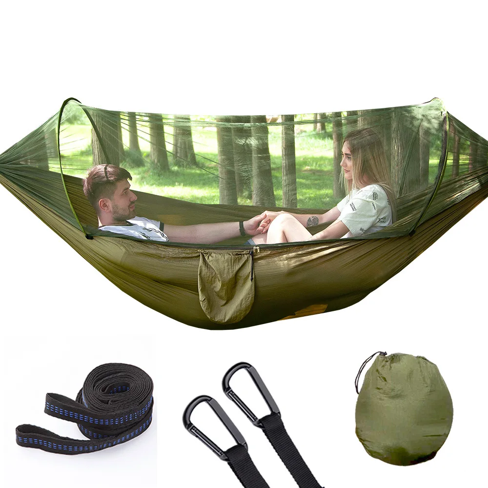 

1-2 Person Portable Pop-up Outdoor Camping Hammock with Mosquito Net Parachute Nylon Fabric Hanging Bed Sleeping Garden Swing