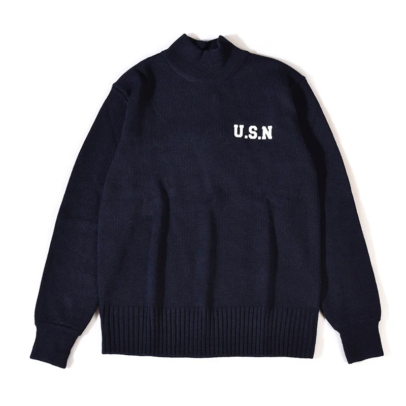 

OKONKWO Navy Half Turtleneck Pullover Sweater U.S.N Men Women Outdoor Camping Military Sweaters Thicken Knitten Clothes Spring