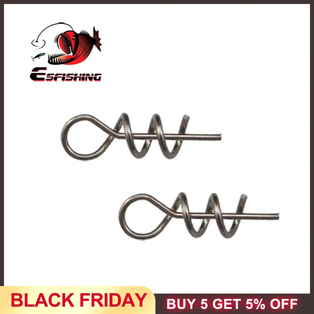 

ESFISHING 50PCS Fishing Hook Connector Soft Bait Spring Centering Pins Fixed Latch Needle Spring Twist Crank Lock For Soft Lure