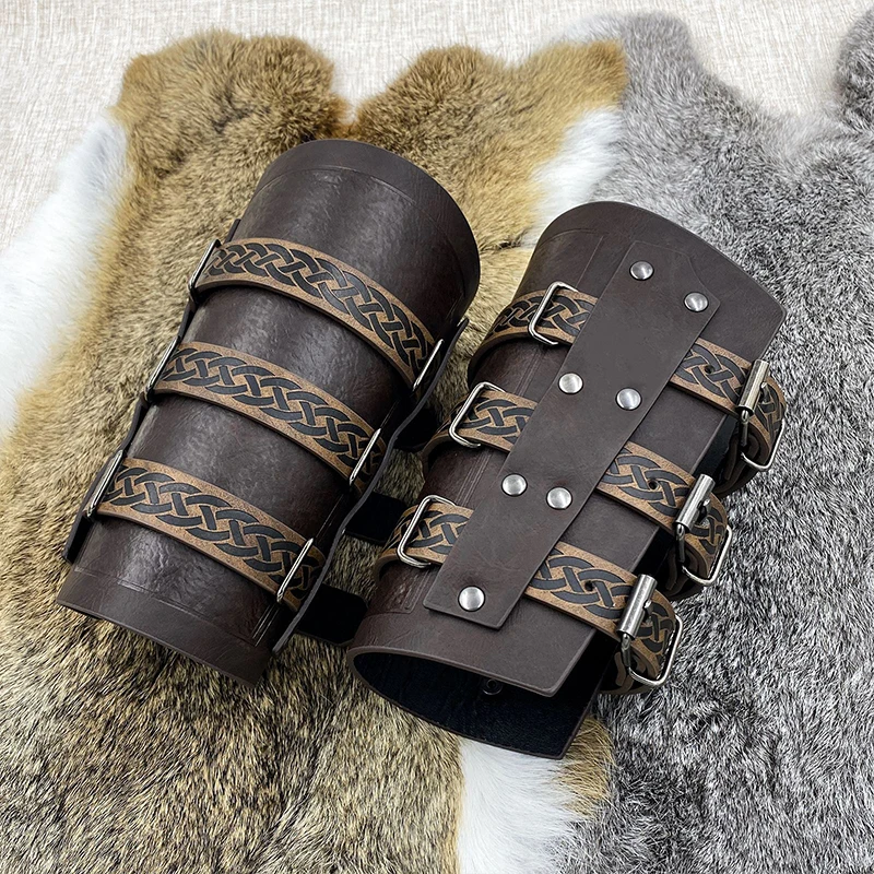 

Men Medieval PU Leather Armor Arm Warmers Lace-Up Viking Knight Pirate Gauntlet Cosplay Wristband Bracer Steampunk Accessories