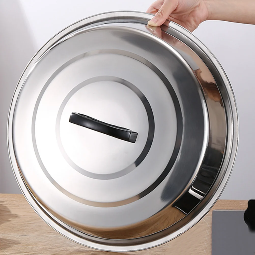 

2 Pcs Frying Pan Lid Metal Cover Portable Household Stainless Steel Lids Plastic Reusable
