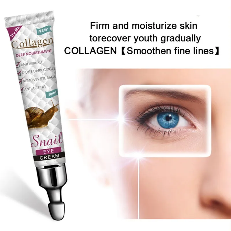 

20ml Collagen Snail Eye Cream Anti-aging Dark Circles Nourishing Fine Lines Eye Bag Firming Moisturizing Beauty Health Skin Care