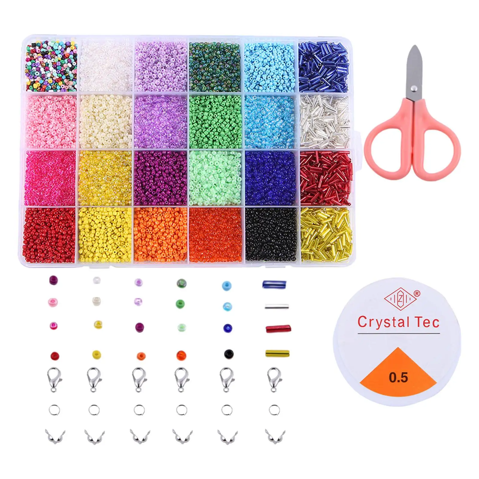 

24 жилы, 1000 шт., стеклянные бусины, 6 мм, длинные бусины, ожерелья, серьги, набор бусин, бусины-разделители, застежка-лобстер