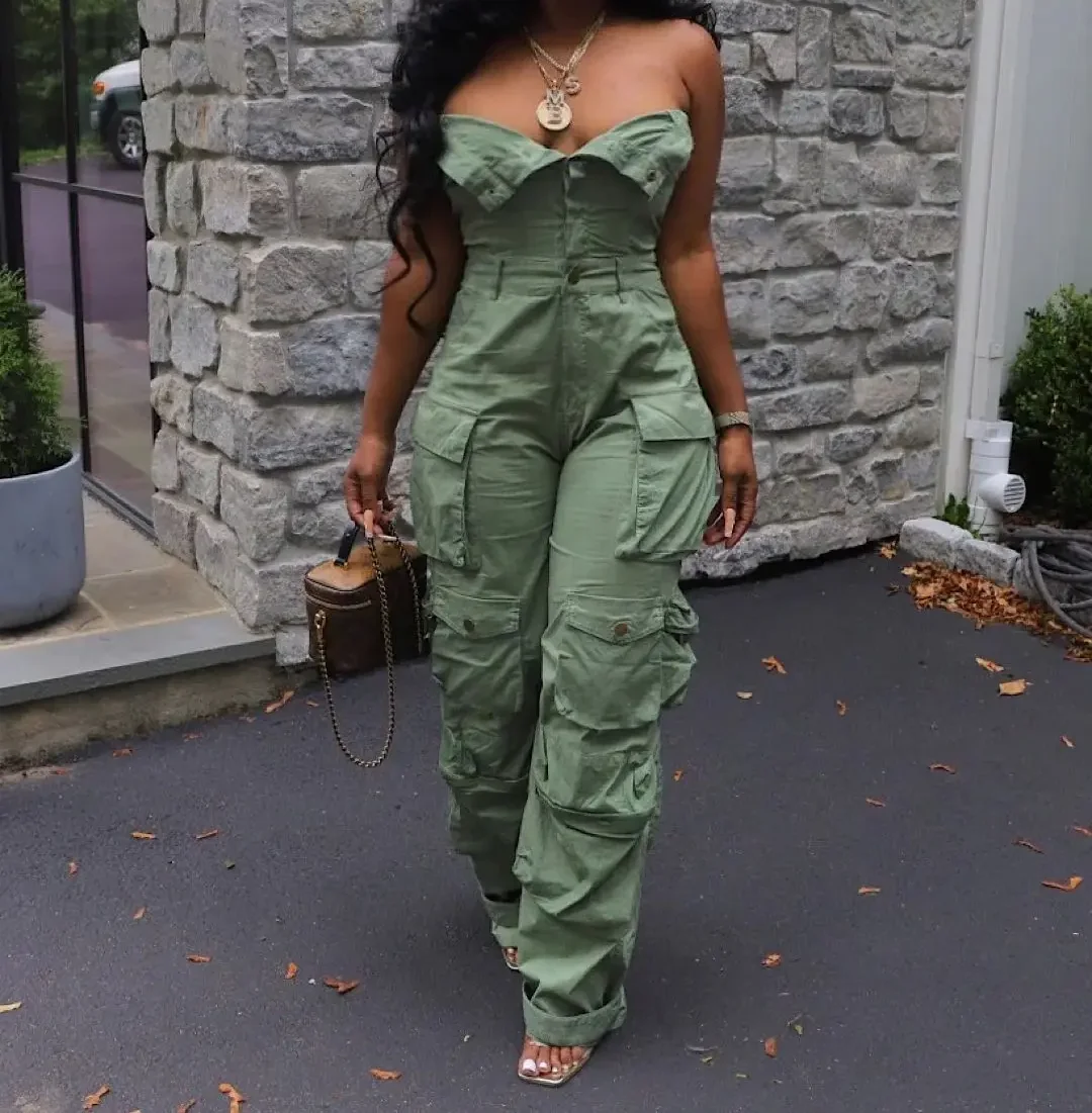 Женский комбинезон 2024 летний сексуальный бандо однобортный с несколькими