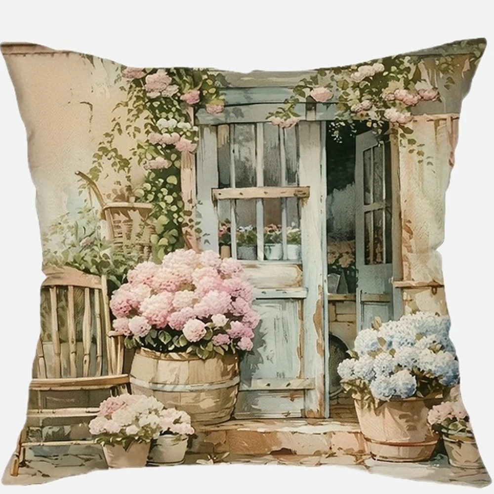

Декоративная наволочка Country flower bicycle полиэстер велюр 40x40 см