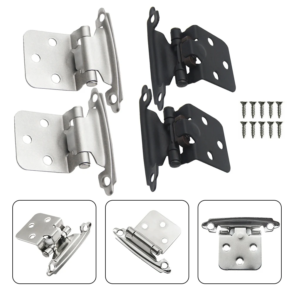 

2pcs Kitchen Spring Hinges Hydraulic Buffer Self Closing Hinge For Furniture Cabinet Overlay Self Closing Mount Cupboard Door