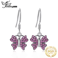 jewelrypalace butterfly red pink created ruby 925 sterling silver drop earrings for women fashion statement gemstone jewelry