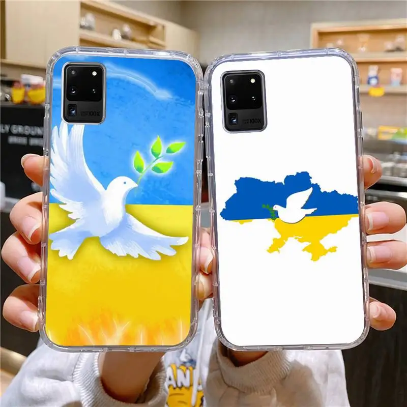

New Ukraine Flag Pattern Print Phone Case For Samsung Galaxy S10 S10e A70 Edge S22 S23 Plus Ultra Note10 Transparent Cove