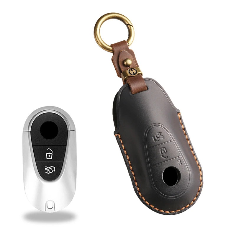 

Новый кожаный чехол для ключей, металлический чехол для ключей для Mercedes-Benz AMG C-Class S-Class GLC EQE EQS W223 X254 V297 V295 W206 S206 X206
