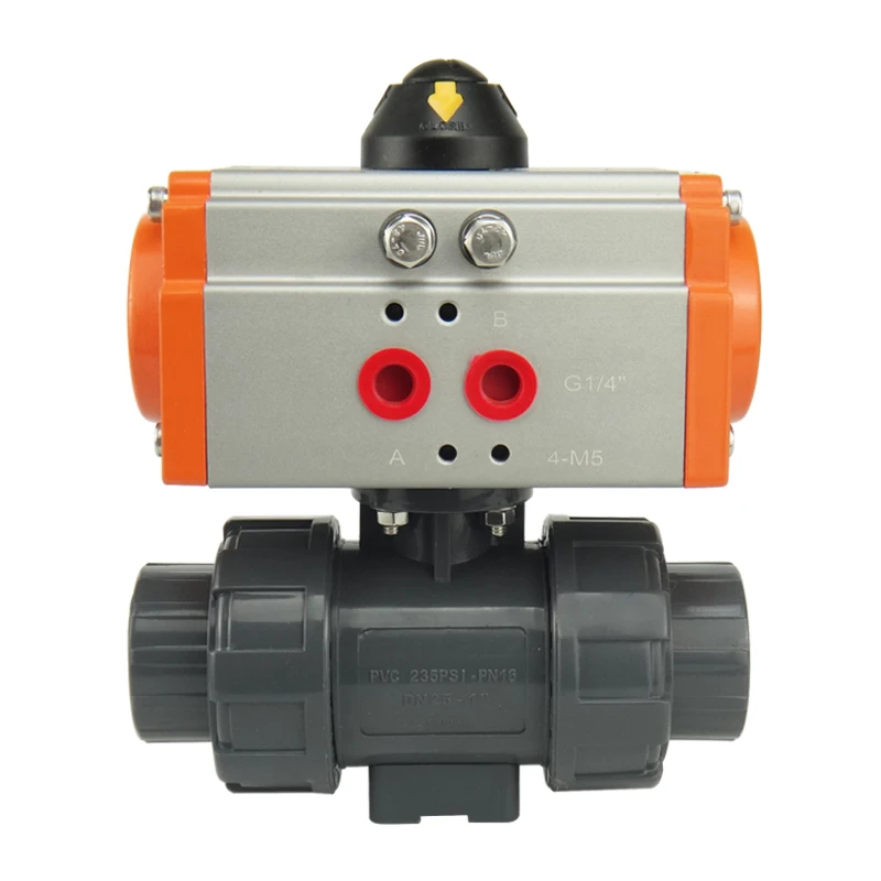 

16Bar Acid and Alkali Corrosion Resistant Live Connection Double UPVC Pneumatic Ball Valve pipe compressor air
