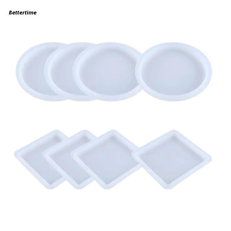 

B36D Coasters Resin Mold,8Pcs Coasters Molds for Resin Casting,Epoxy Resin Tray Mold