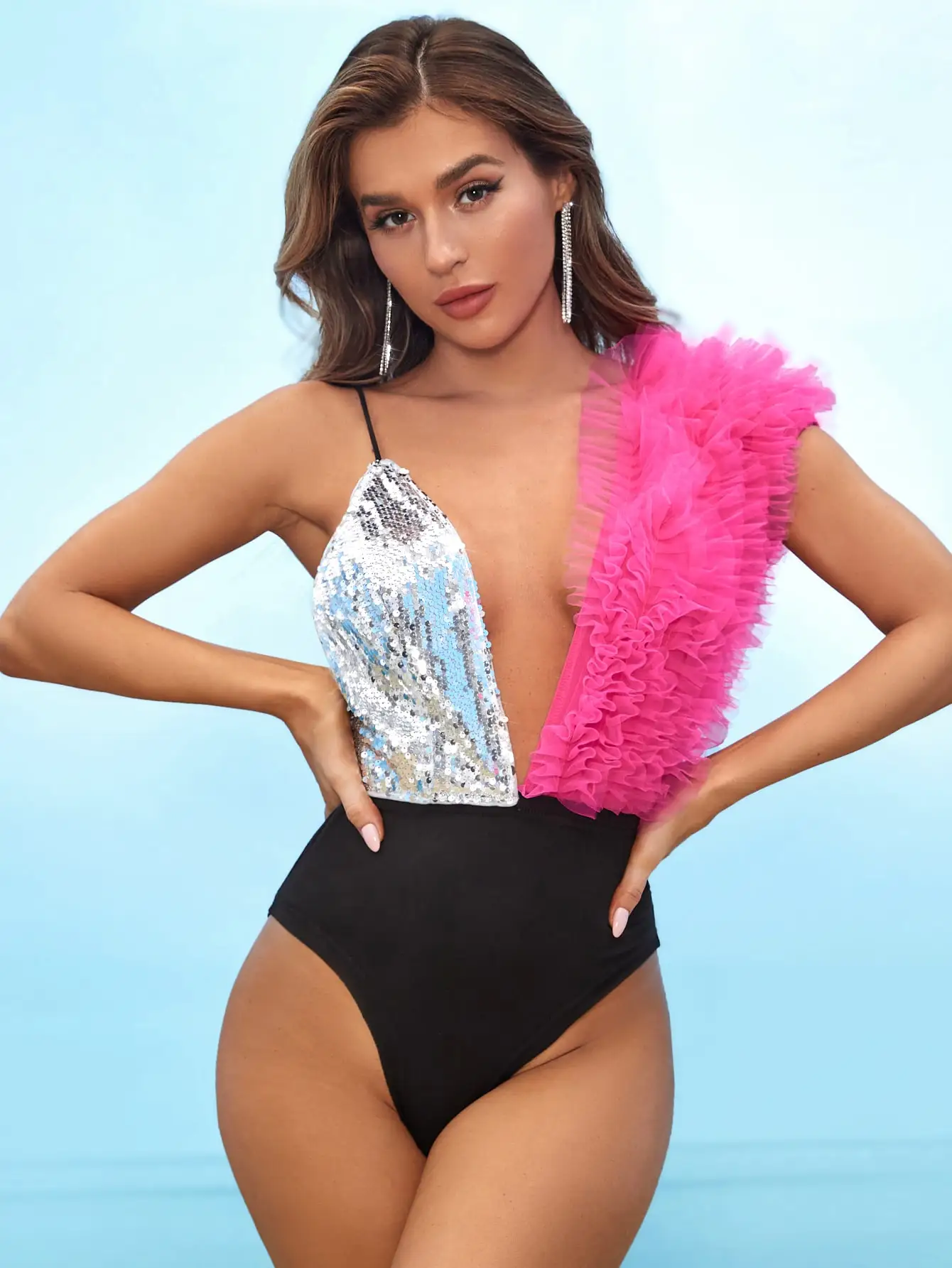 2022 Bodysuit for Women Summer Libertine Outfit Bodycon Jumpsuit Sexy Festival Sequin Club  Suit Party Sparkle Birthday Rave