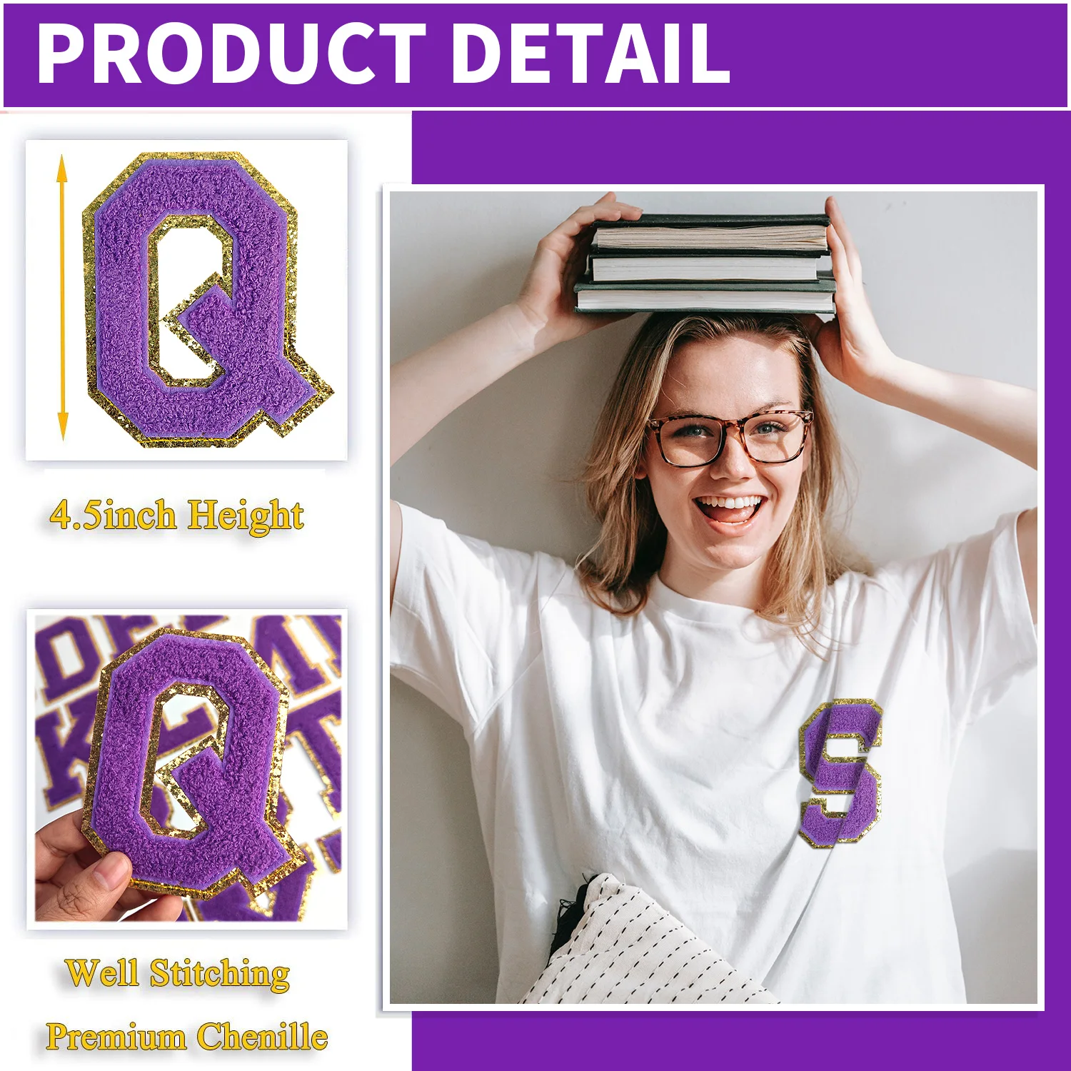 Большой размер искусство с блестящими краями утюжок на полотенце цифры алфавита