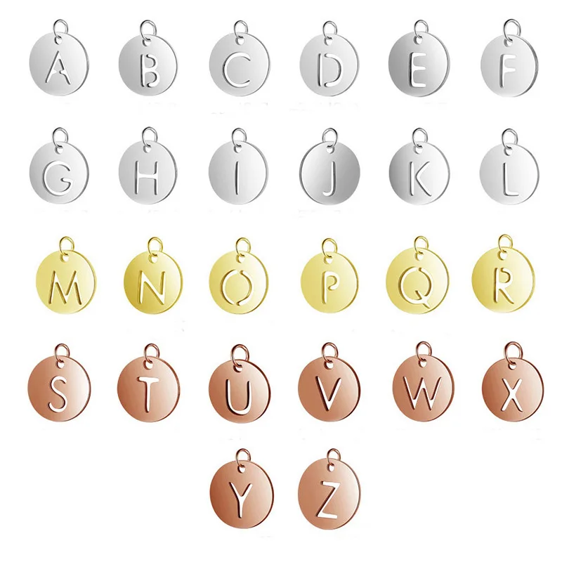 

26Pcs/Lot Fashion Stainless Steel Charm A-Z Hollow Out Lettering Necklace Pendants For DIY Handmade Accessories Jewelry Findings