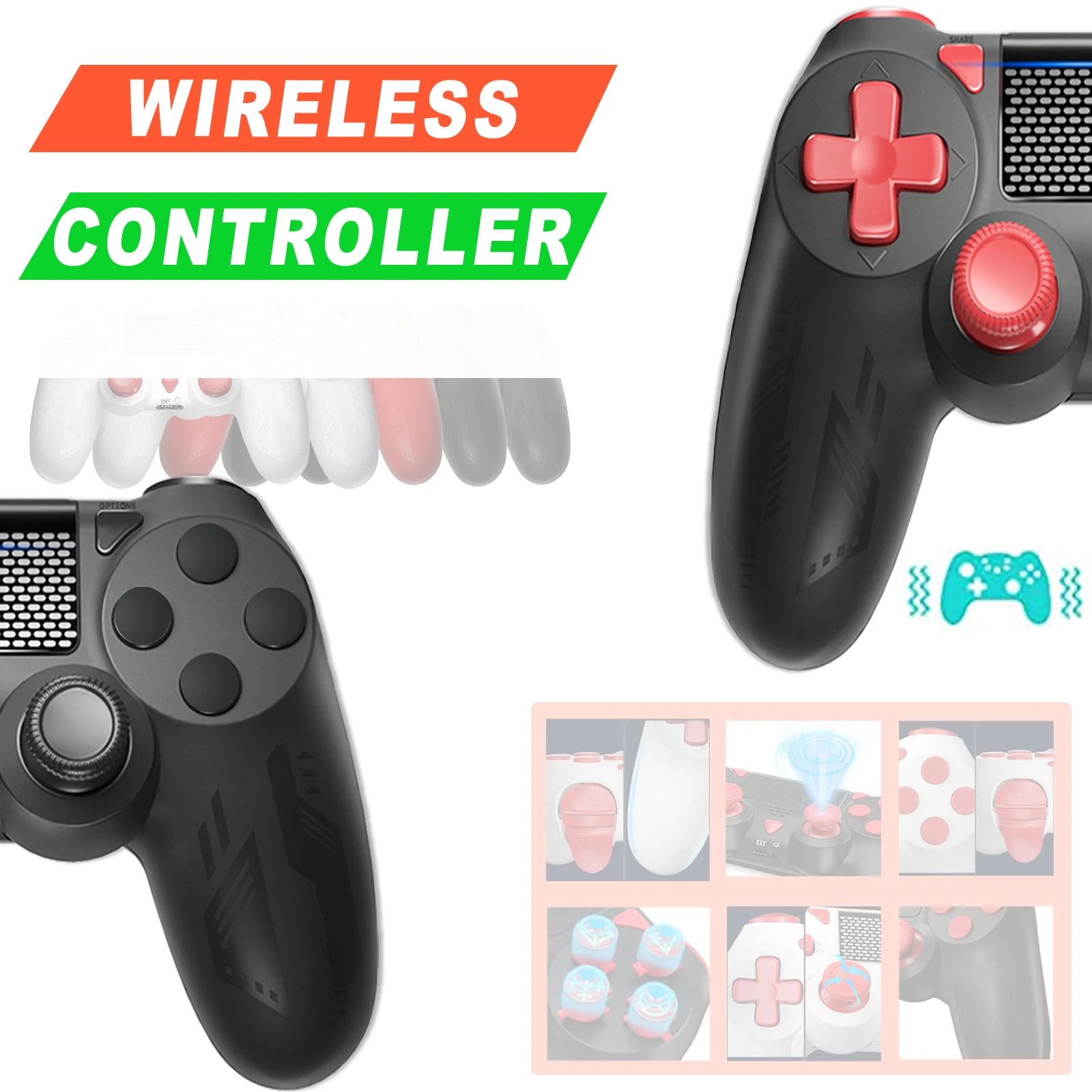 

Беспроводной контроллер для Ps4 Slim Pro, Bluetooth-геймпад, аксессуары для игр, Ps3, джойстик с вибрацией для ПК/iOS/Andriod