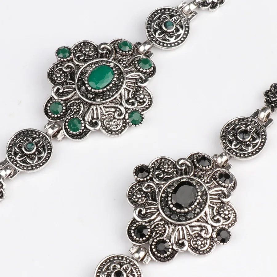 

Charm Women Bracelet Antique Silver Crystal Link Bracelet Ethnic Wedding Bridal Jewelry Russia Accessories браслеты на руку