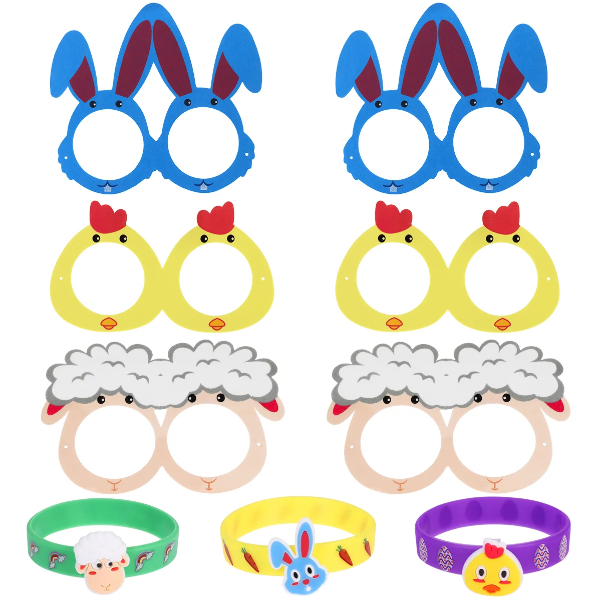 

Unomor 24PCS Easter Party Favors Lovely Cartoon Wristbands Eyeglasses for Holiday Festival