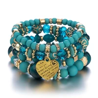 boho multilayer bracelet crystal beads heart pendant aesthetics bracelet fine jewelry bohemia bracelet for women
