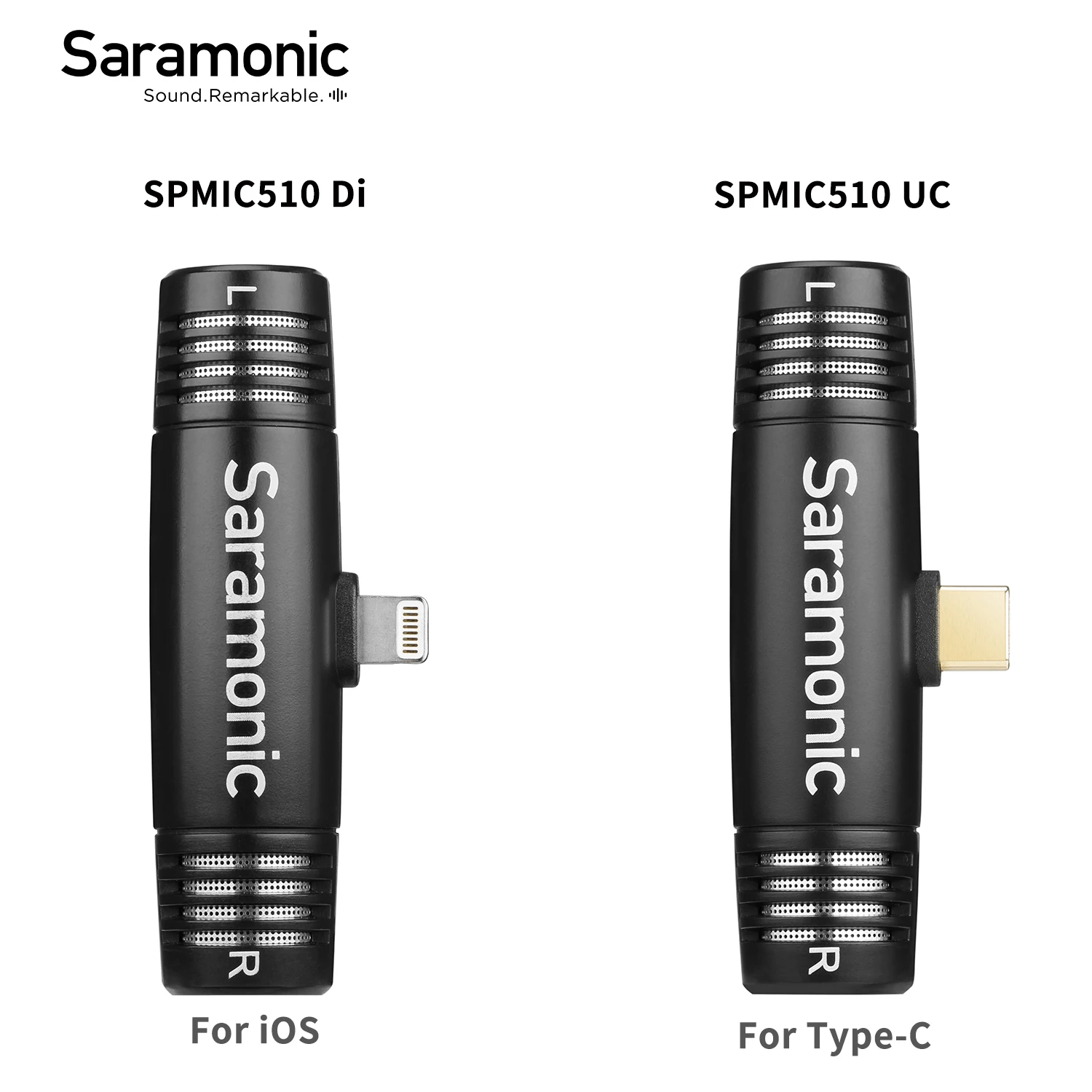 Saramonic SPMIC510 Di/UC Compact Stereo Microphone for iOS/Android Devices for Vlog Live Stream Interview ENG Mobile Video