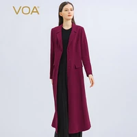 voa 40mm heavyweight silk bordeaux red suit collar striped lines show thin and meat covering high end windbreaker women fe219