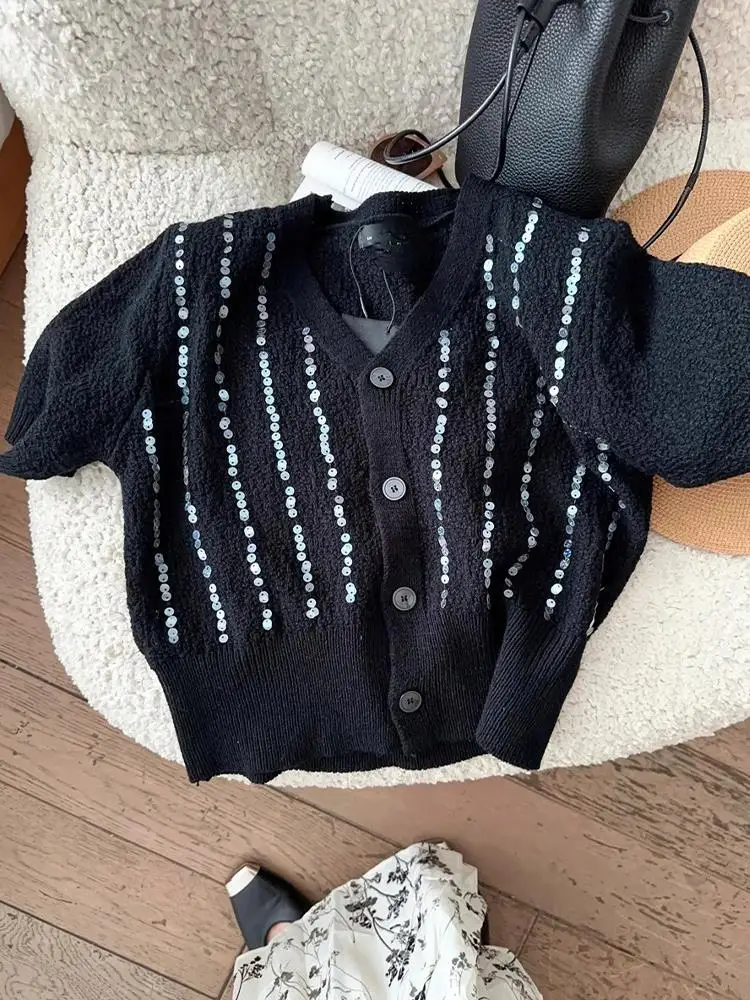 Мода Western Sle Heavy Industry с блестками в стиле пэчворк v-образным вырезом и короткими