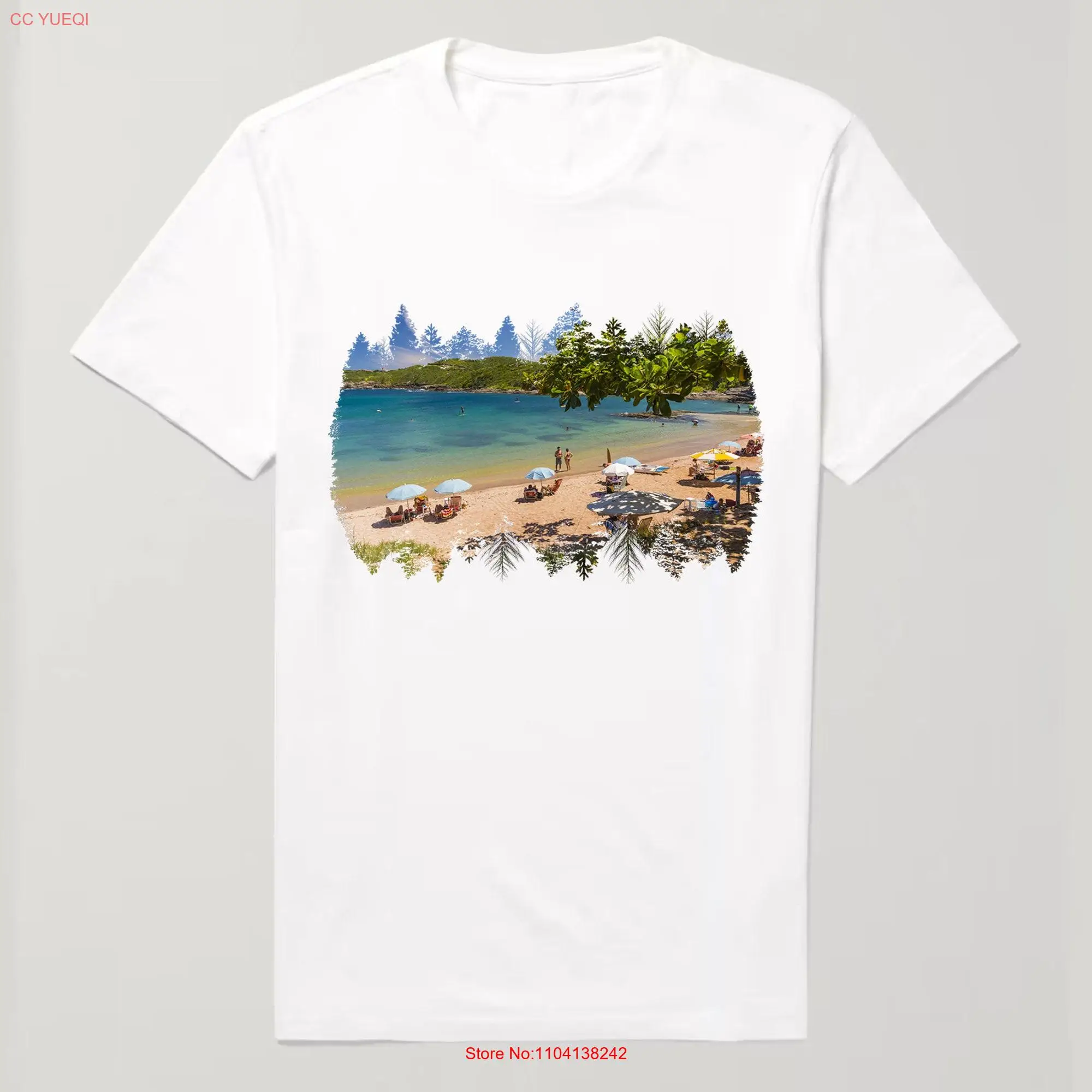 Пляжная футболка с длинным или коротким рукавом изображением тропических