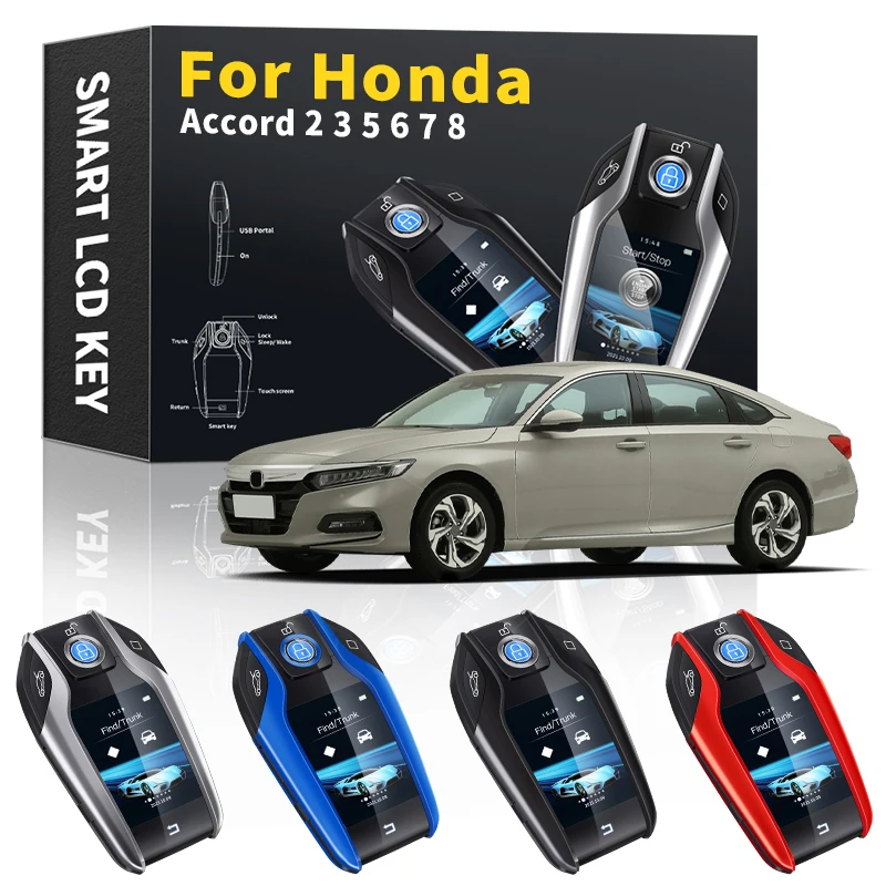 

Newest For Honda Accord 2 3 5 6 7 8 Modified One-click start Boutique Remote Key LCD Screen Keyless Touch Screen Smart Key